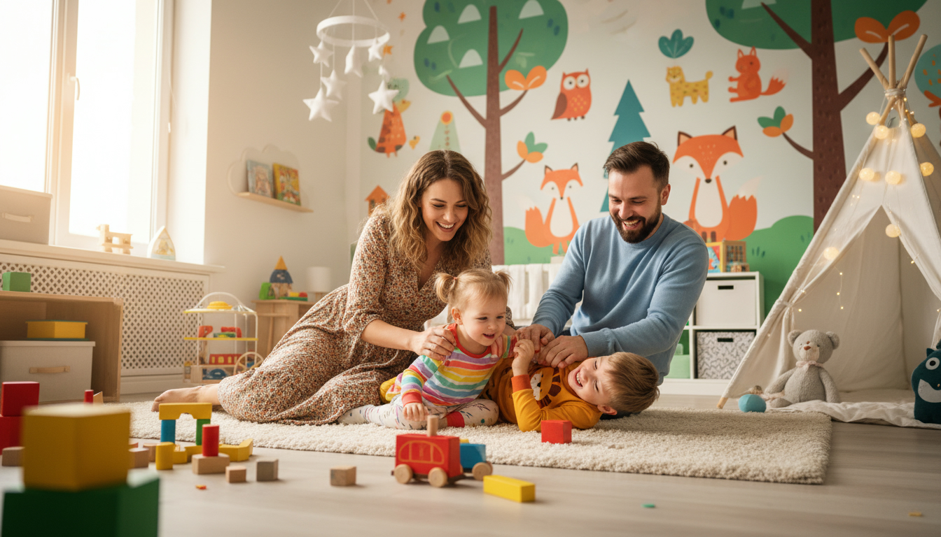 Voorbeeld kinderkamer met wandprint